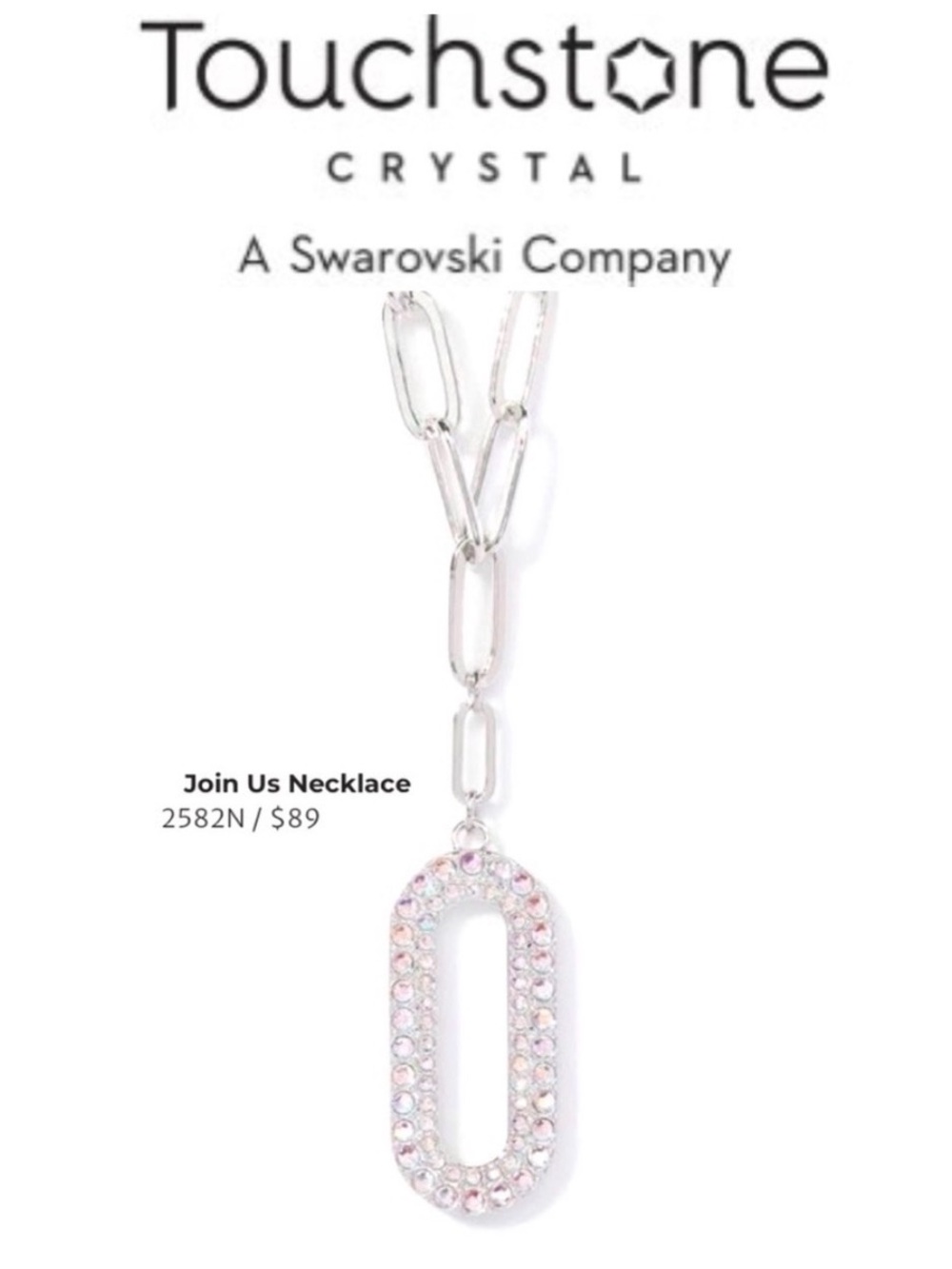 TSC by Swarovski Aurora Borealis Crystal “Join Us” Pendant Necklace, NWT